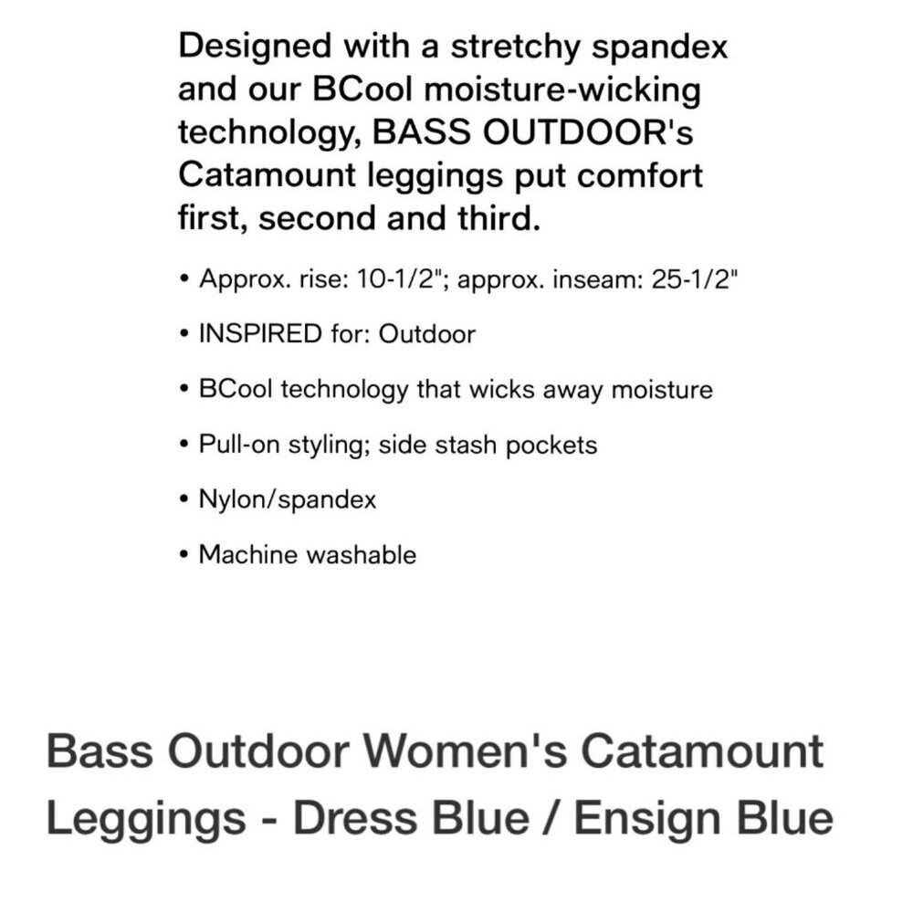 Bass Outdoor Womens Size XS Catamount Leggings Dress Blue / Ensign Blue NWT - Picture 3 of 5